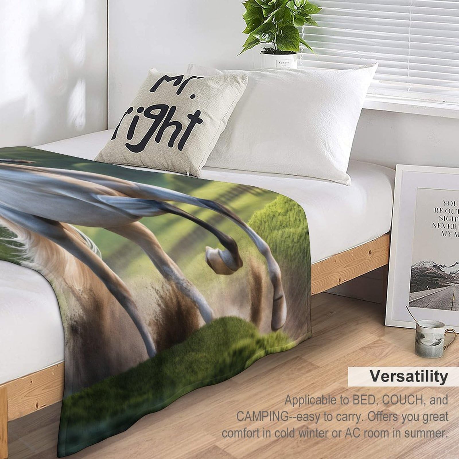 Premium Wohndecke - Pferd Decke Flannel - Extra Weiche TV- Decke Vier Jahreszeiten Wohndecke Dicke Couchdecke Für Bett/Sofa （180×200cm）