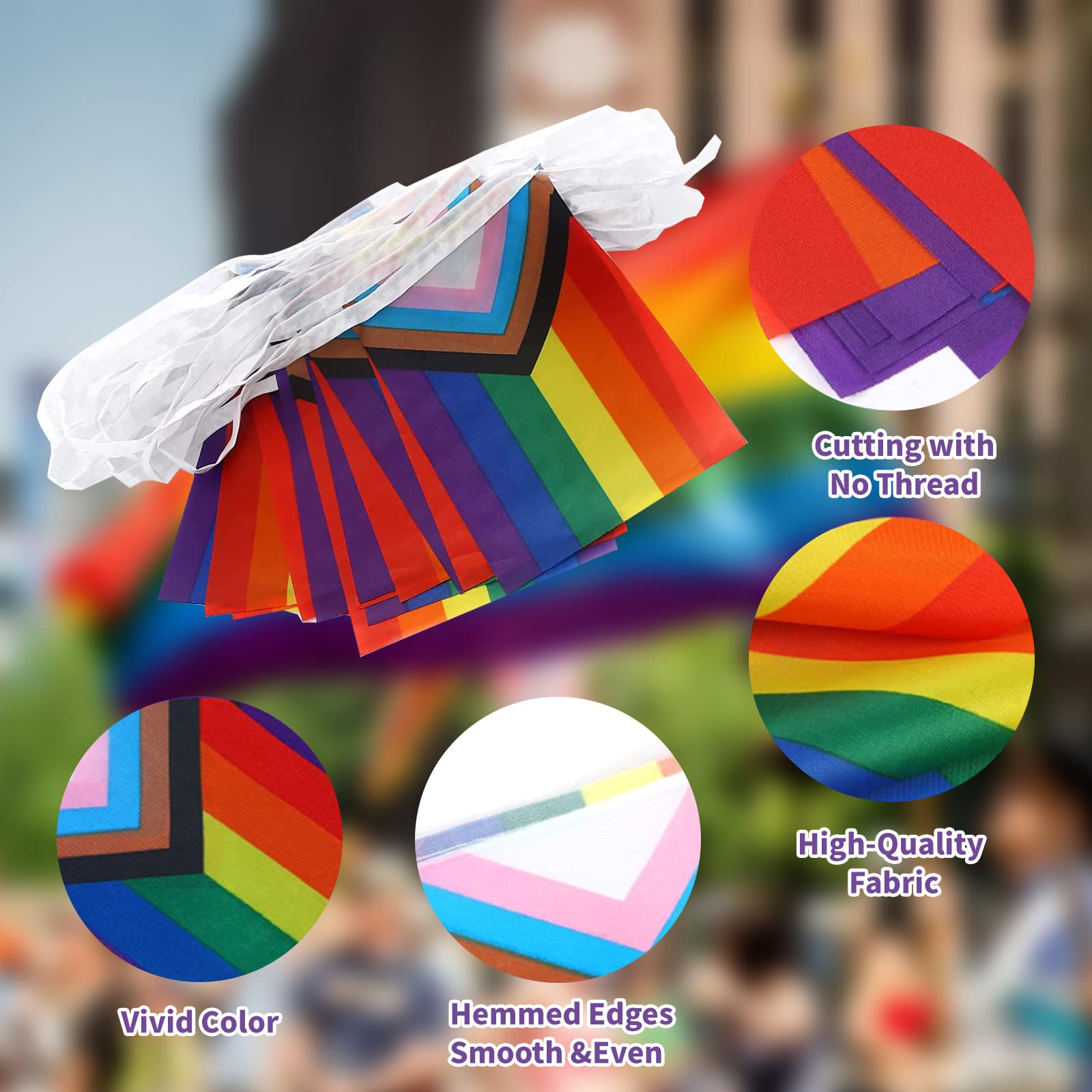 Pride Bunting Flags,Progress Pride Decorations Bunting,8.5m Rainbow Banner with 25 LGBT Flags as Gay Pride accessories on Indoor/Outdoor LGBT Festival Party Celebration Carnival Home Bars - Image 3
