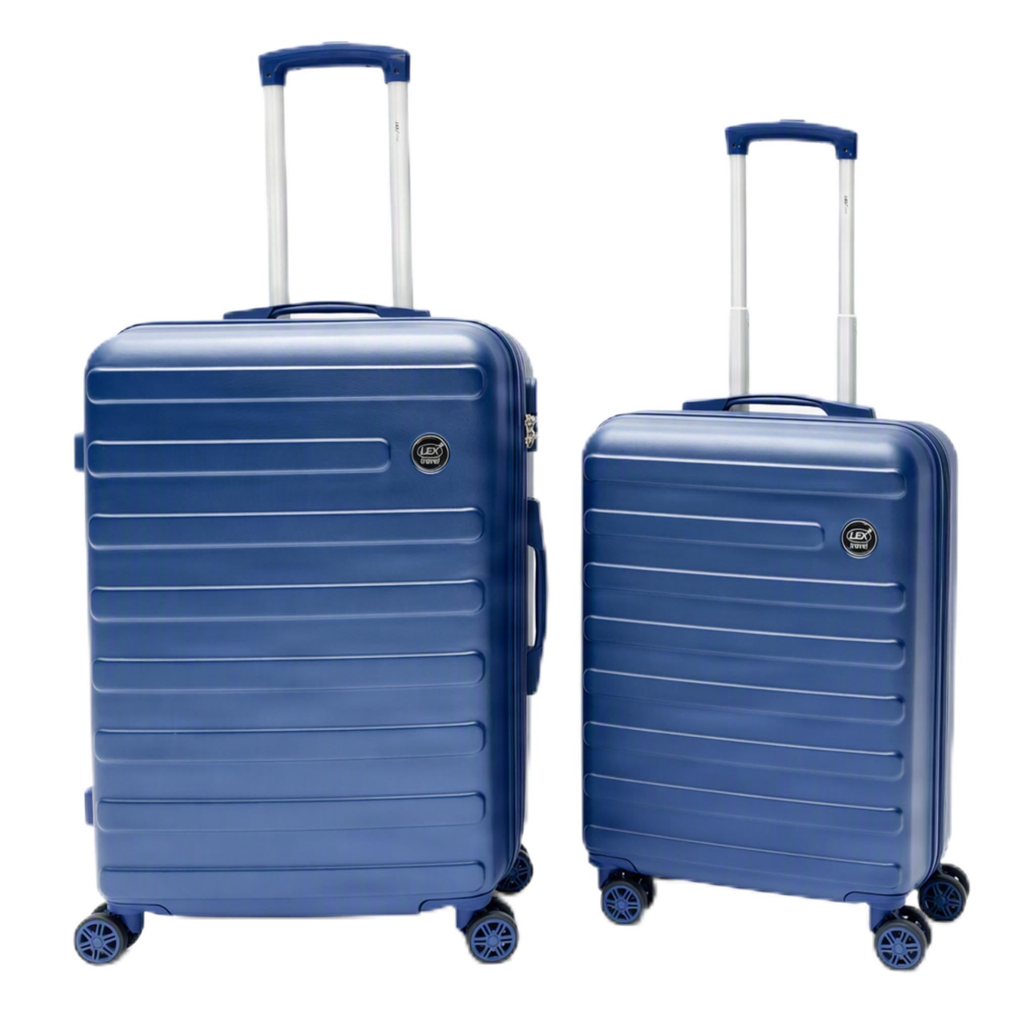 Set di 2 valigie rigide in ABS, 37 l e 58 l, con 4 ruote doppie, manico telescopico e serratura a combinazione, bagaglio a mano leggero per le vacanze, Blu mare, 20 pollici (37 l) e 24