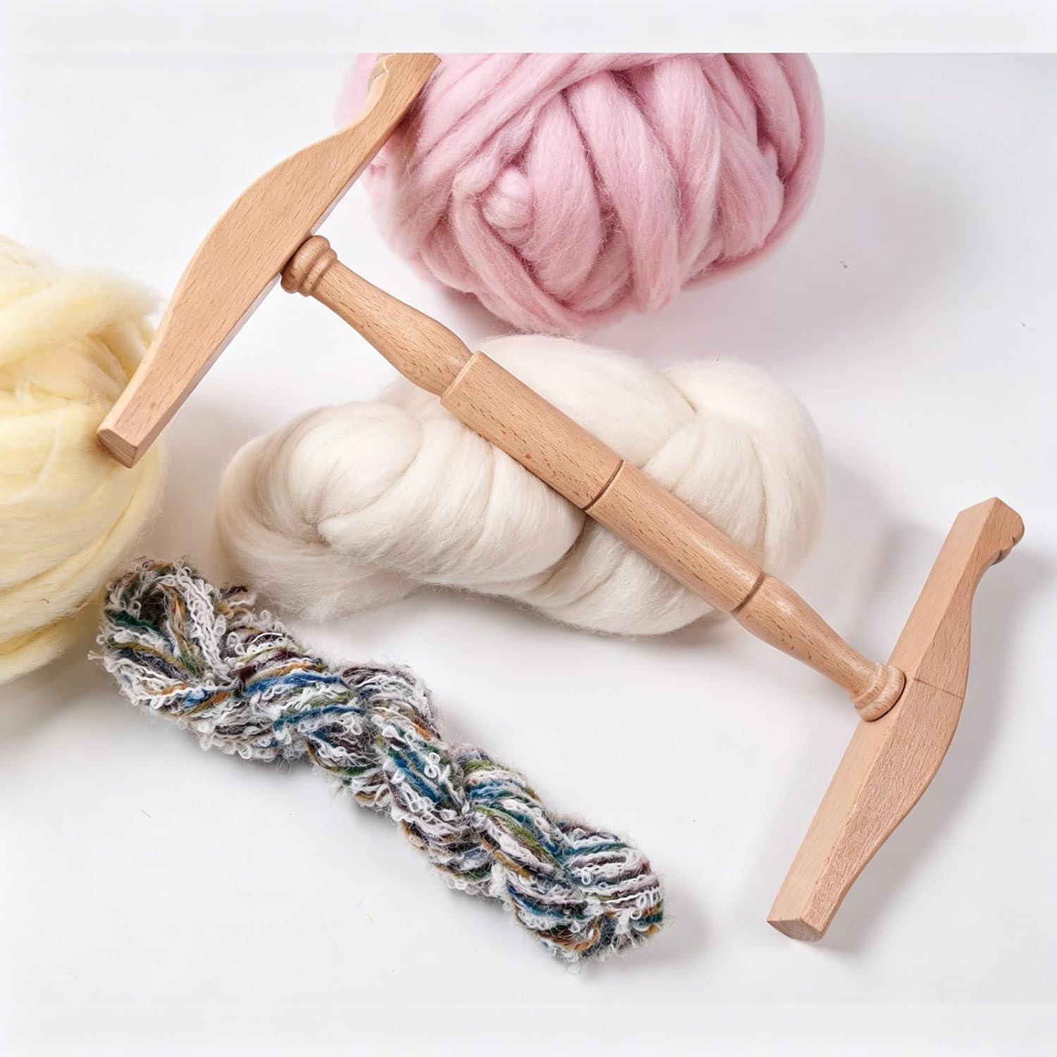 I Shaped Wooden Thread Spindle Ergonomic Yarn Winder Multipurpose Thread Management Tool for Weaving Knitting I Shaped Planner