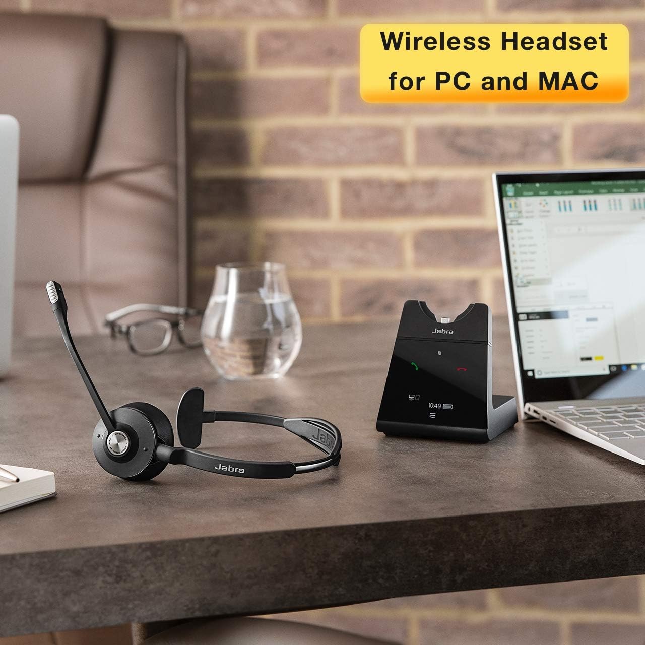 Polycom Compatible Jabra Engage 75 Wireless Headset Bundle with EHS Adapter, 9556-583-125-PLY - PC, MAC, USB, VVX and Soundpoint Phones, Bluetooth, Skype for Business (Mono - EHS - Cloth)
