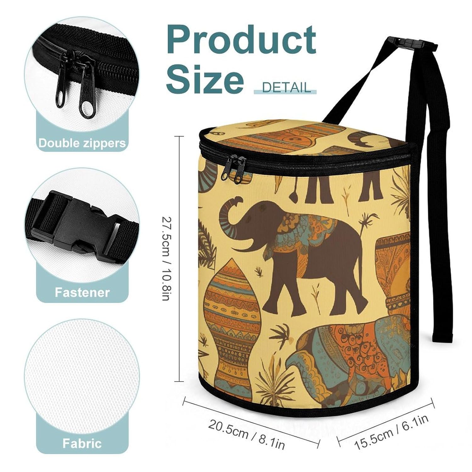 Car Garbage Storage Bag Africa Elephant Printed Hanging Vehicle Trash Bin Car Trash Can with Zipper Lid Portable Garbage Storage Bags for Truck Van and SUV