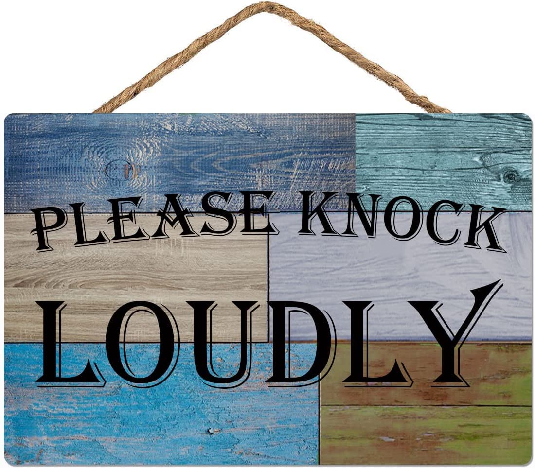 Bctxxa Please Knock Loudly Rustic Metal Sign Plaque Poster 8X12 Inches