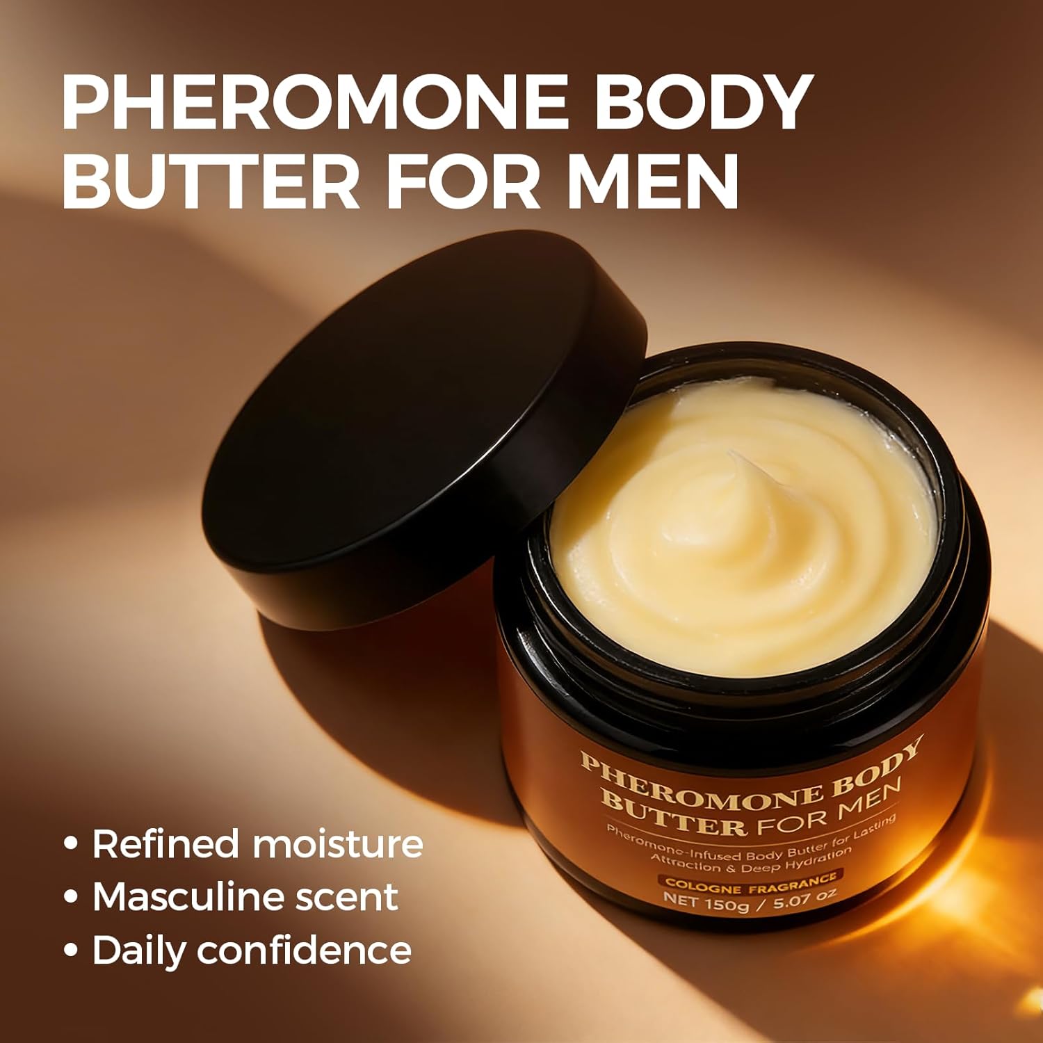 Pheromone Body Butter For Men,Deep Moisturizing Body Cream with Shea Butter, Cocoa Butter & Coconut Oil, Long-Lasting Masculine Scent, Non-Greay (2Jar)