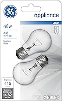 GE 40W Soft White A15 Appliance Bulbs 2-Pack - Dimmable Incandescent 2700K Warm Light for Home Fixtures