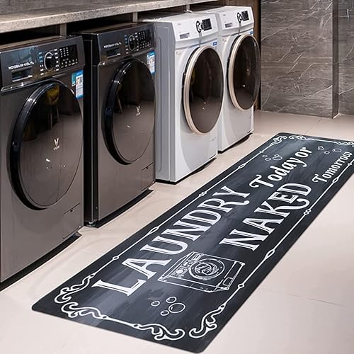 Miniatura 8 de Falflor Alfombra de pasillo de lavandería de 20 x 48 pulgadas, antideslizante, impermeable, alfombra de entrada duradera para cocina, lavadero,