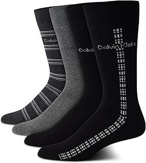 Calvin Klein Mens Crew Socks - 4 Pack Soft Cotton Blend Cushioned Crew Dress Socks for Men, for Formal, Casual and Work Wear
