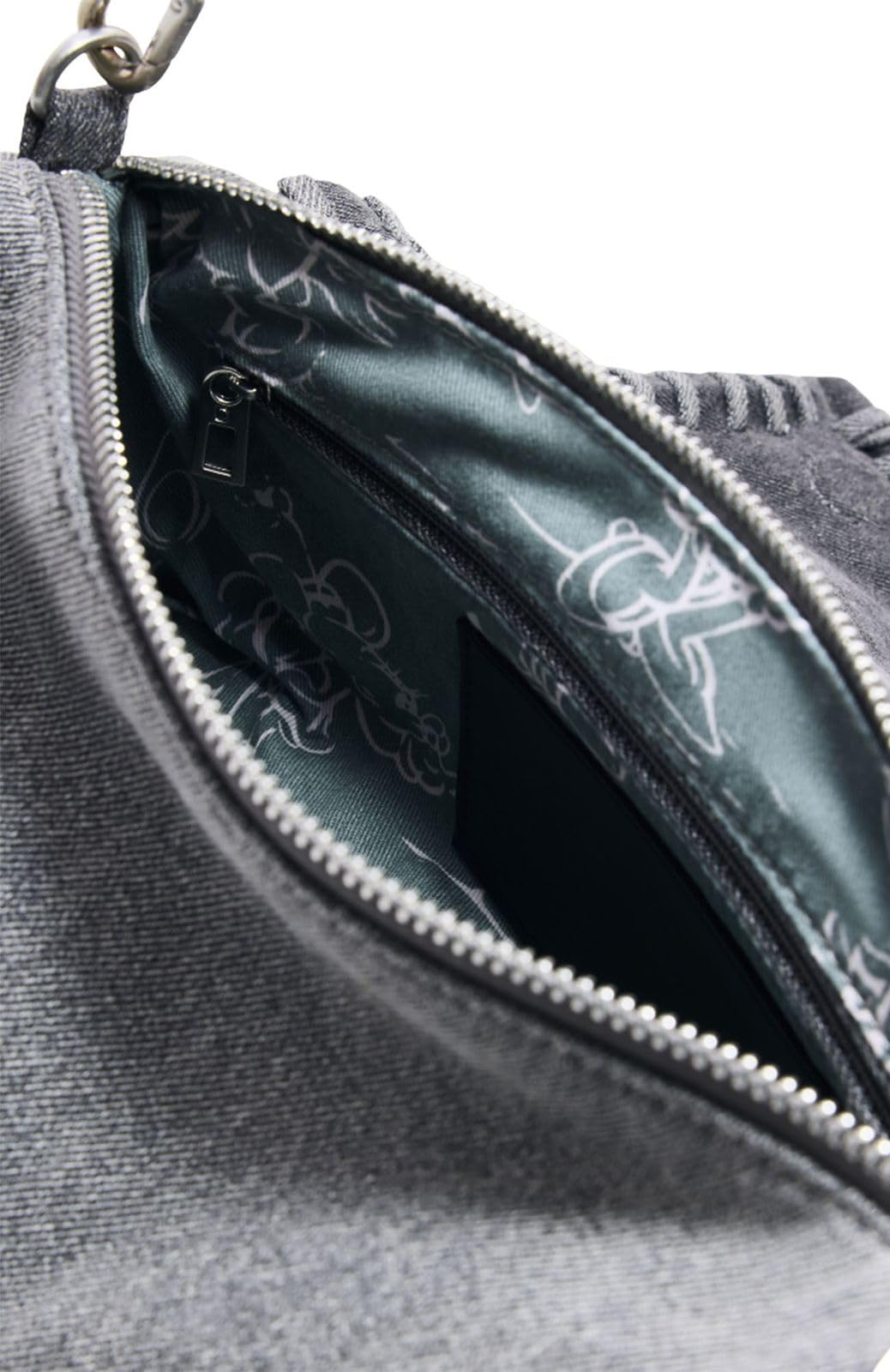 Desigual bolso de hombro bolso bandolera Mickey Kiss Naron Flap Bag Denim Light Grey gris