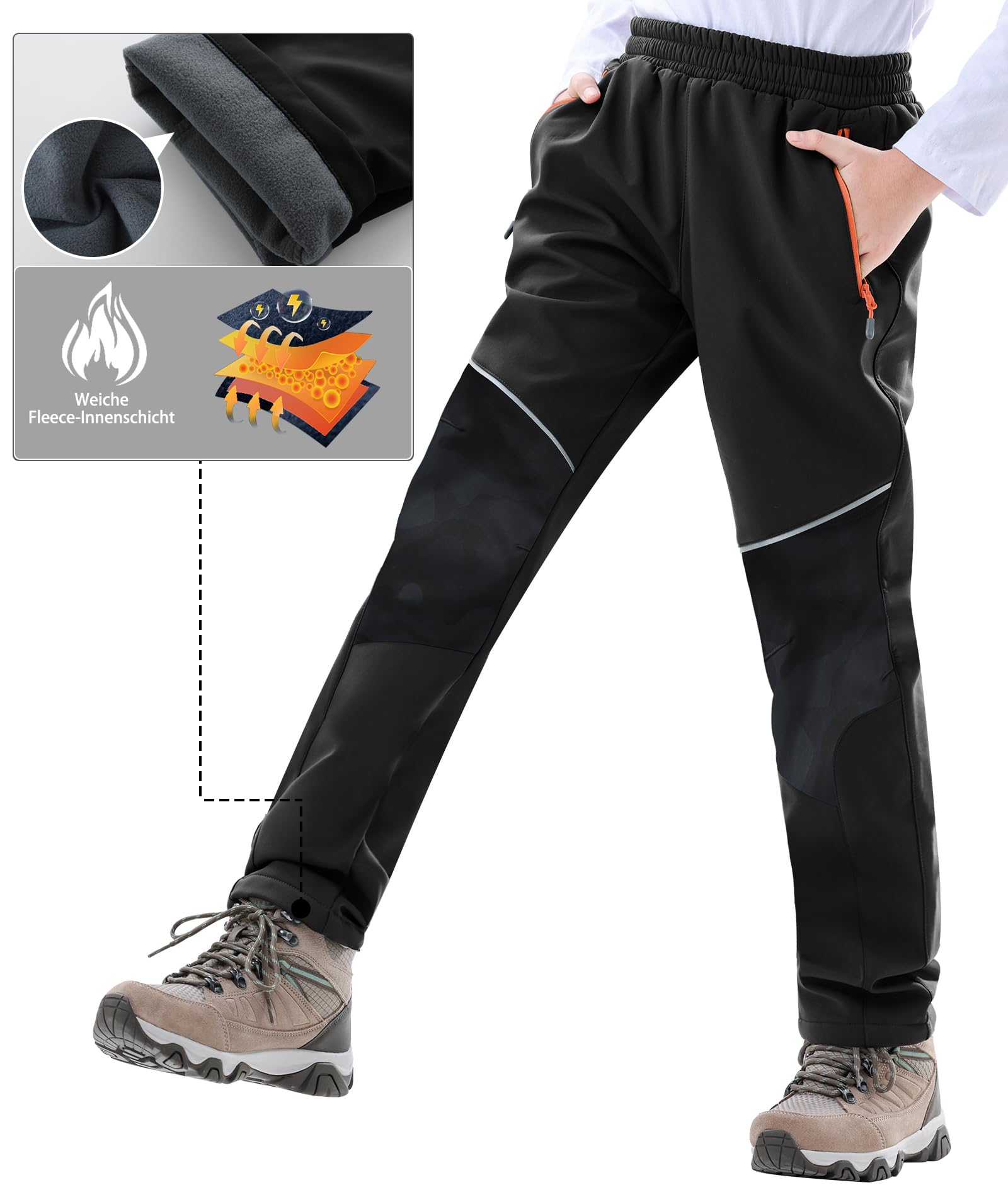 Zoofly Pantalon de Ski Enfant Imperméable Softshell Doublé Polaire Chaude