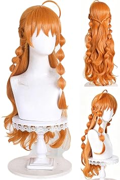 Nami Wig Nami Cosplay Costume Accessories Anime Orange Braided Wig Long Wavy Hair with Bangs Adults Womens