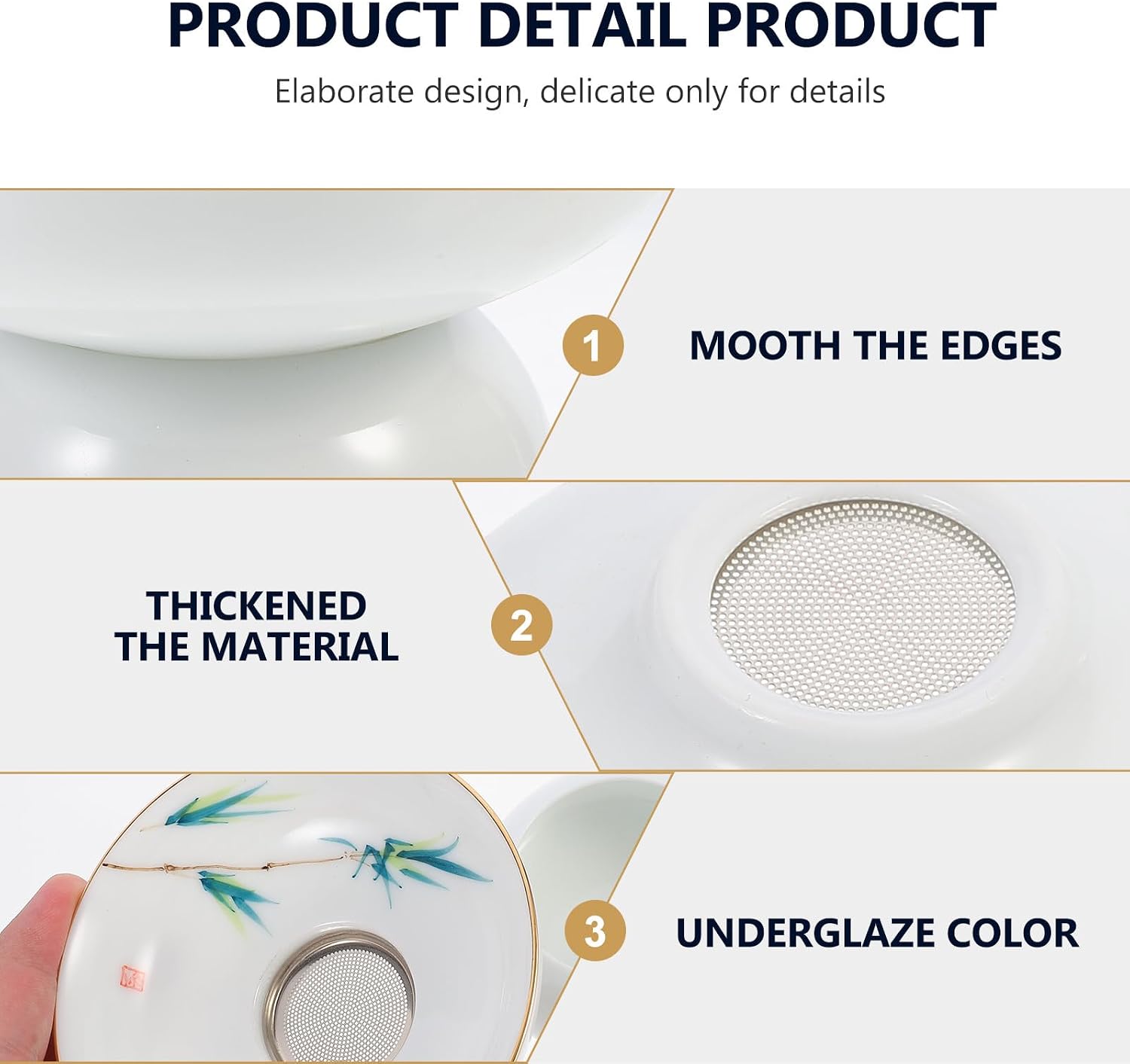 Ceramic Tea Filter with Stand Hand-painted Design Loose Leaf Tea Strainer Infuser and Home Use