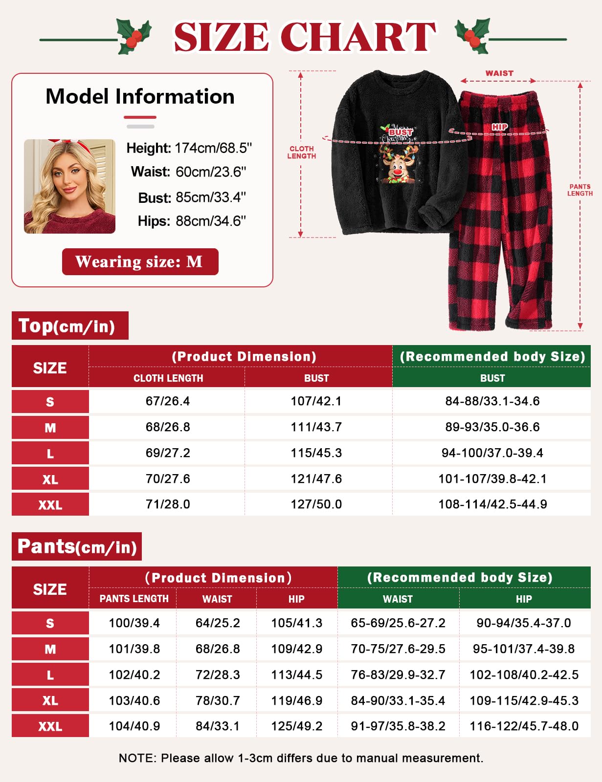 UMIPUBO Pigiama Donna Invernale Natalizio Pile Due Pezzi Caldo Natale Pigiami da Casa Felpato Set Tasche Elegante Manica Lunga e Pantalone Lungo Indumenti da Notte Loungewear Regalo Regali