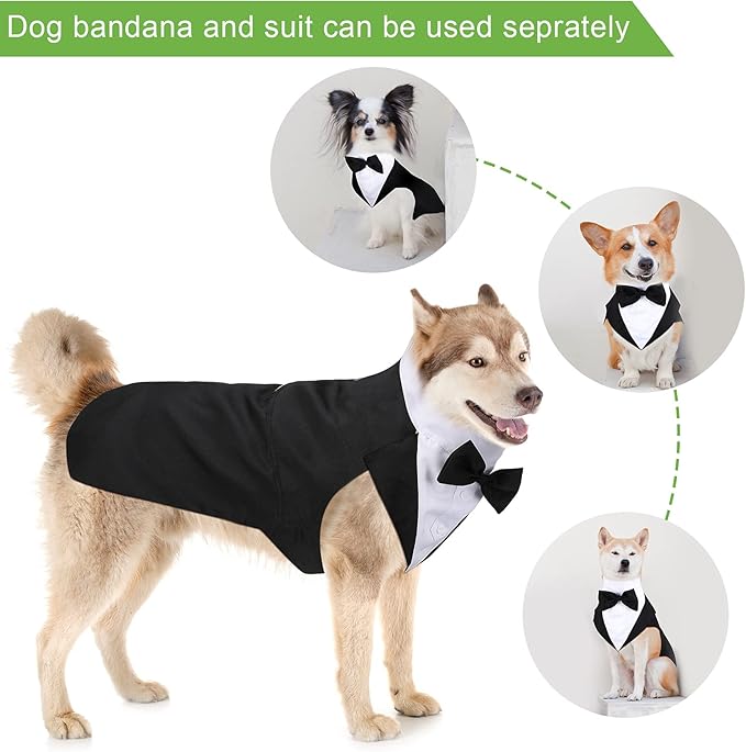 Weewooday Traje de Etiqueta y Pañuelo para Perro, Talla Mediana miniatura 3