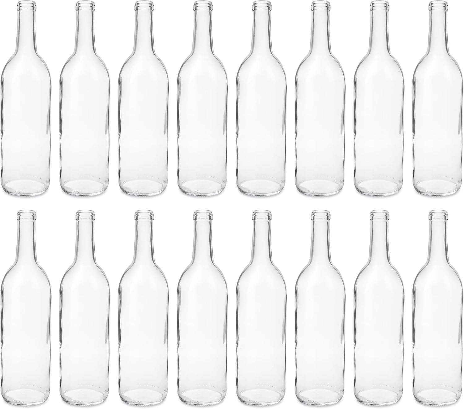 North Mountain Supply 750ml Glass Bordeaux Wine Bottle Flat-Bottomed Cork Finish - Flint/Clear - Case of 16 - Fits 3 Gallons of Wine