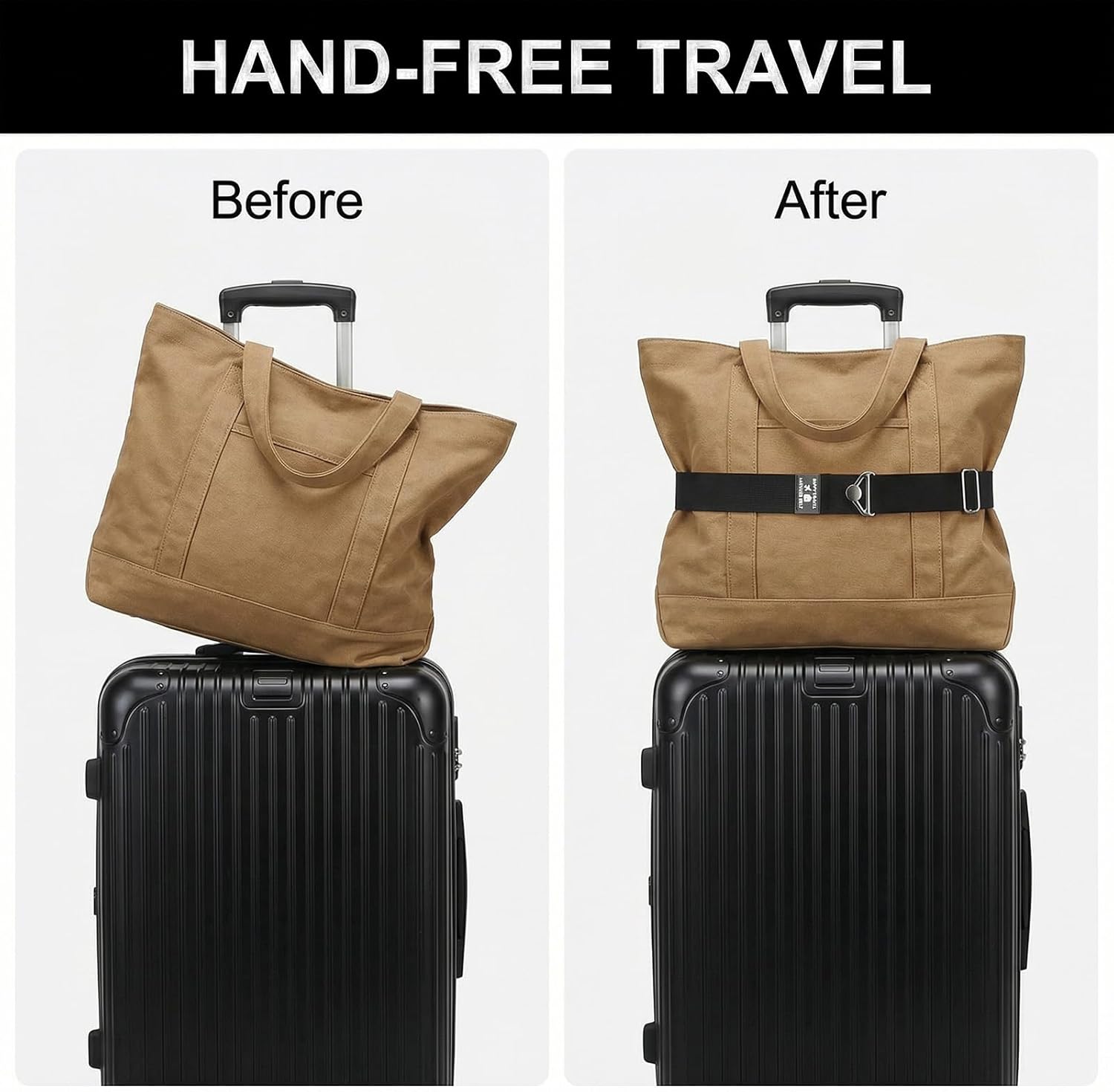 2-in-1 Travel Belt for Luggage Straps Add a Bag Luggage Strap for Backpack Over Handle for Carry On Bag Suitcase Belts Adjustable Travel Airport Luggage Belt Strap with Alloy Buckle