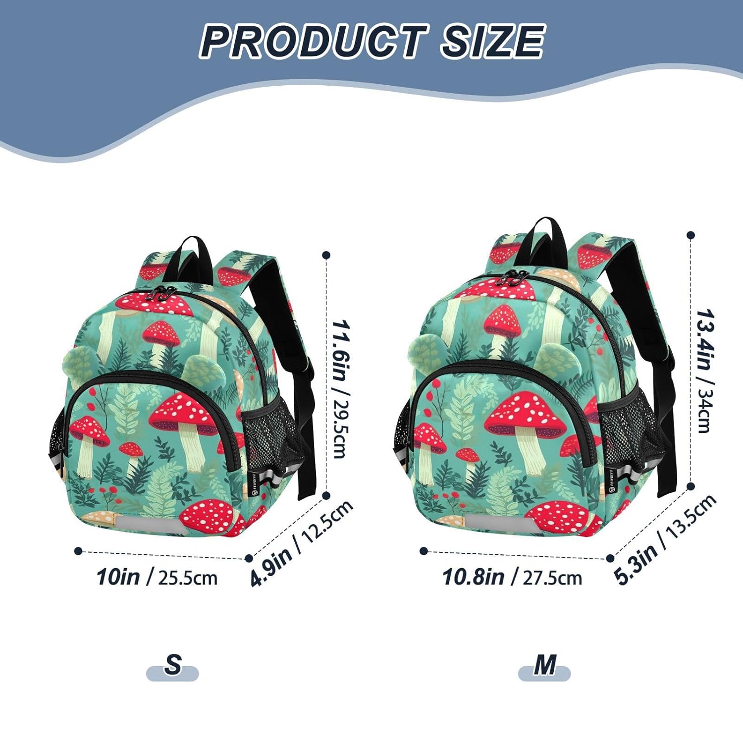 Mushroom Cartoon Leaves Plants Toddler Harness Backpack for Boys Girls 3-6 Years Kids Backpack with Anti Lost Safety Leash Child Leash Backpack for Walking Travel Preschool