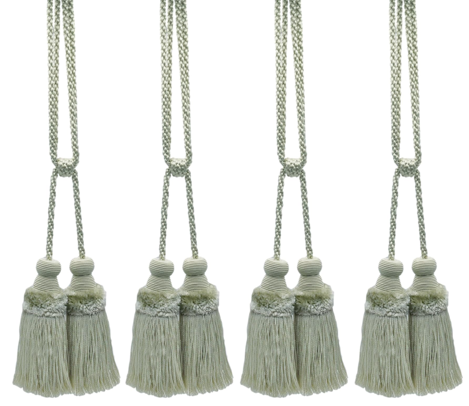 Schöner Plüsch-Raffhalter für Vorhänge und Vorhänge, doppelte Quasten, Länge 7,5 cm, 91 cm breit, Ecru Elfenbein #C25 (Weiß / Elfenbein, Creme / Elfenbein, Off-White), 4 Stück Wert P ack