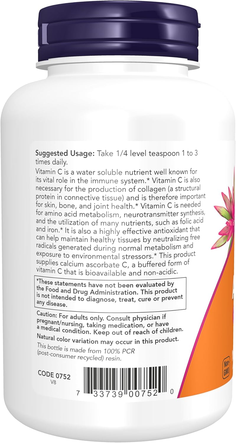 NOW Supplements, Calcium Ascorbate Powder, Buffered, Antioxidant Protection*, 8-Ounce (Pack of 2)
