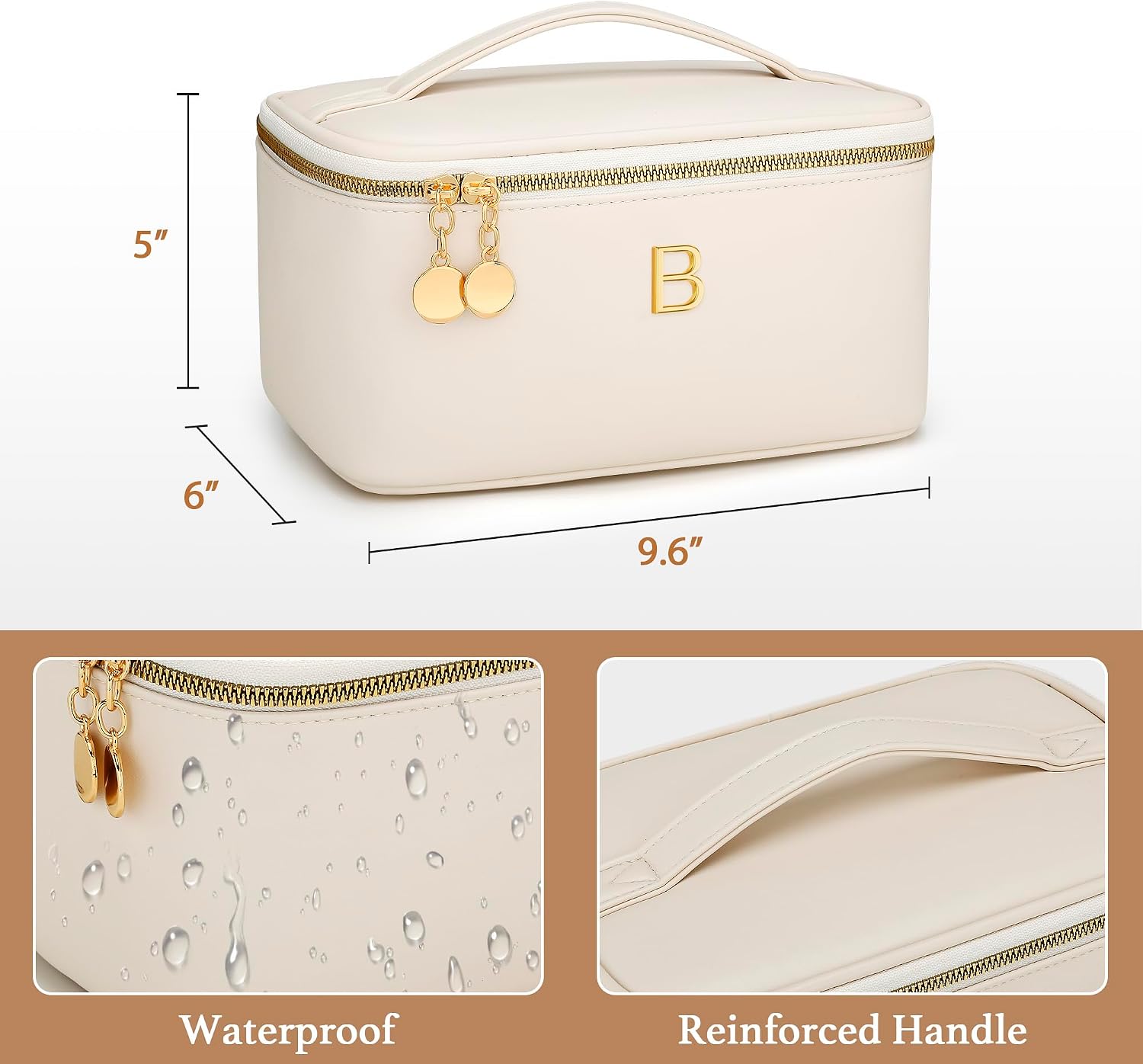 Gifts for Women Travel Makeup Bag Personalized Cosmetic Bag Portable Large Capacity Toiletry Bag(Beige-B)