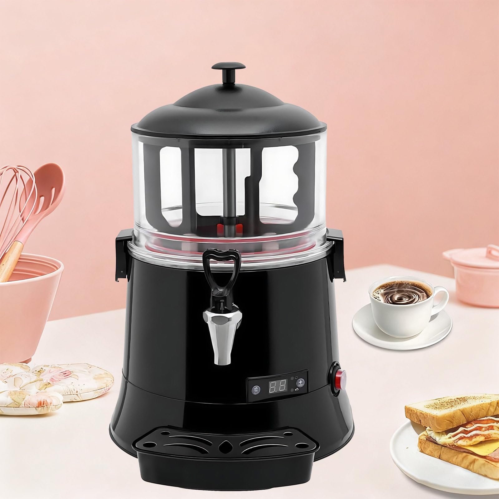 Machine à Fondre Le Chocolat Professionnelle avec Affichage LED, capacité de 10 L pour Chauffer Le Chocolat, Le café, Le Lait et Le thé.,5L