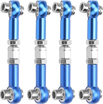 VGEBY Steering Linkage Rod, 4Pcs RC Car Metal Linkage Arm Aluminum Alloy RC Upgrade Parts Fit for 94122 1/10 CarBlue Car Model Accessory