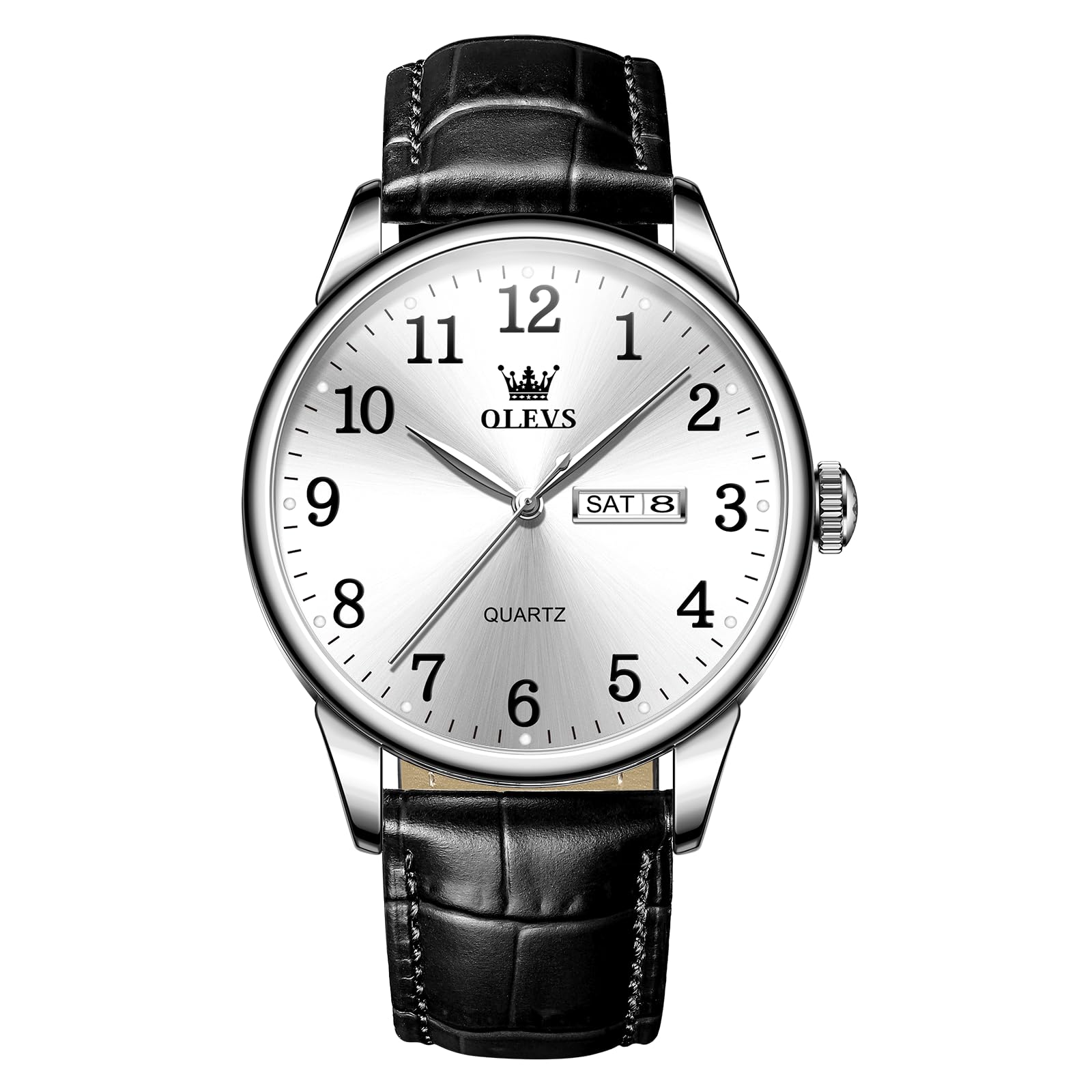 QBAIZI Mens Casual Watches Brown Black Leather Strap Fashion Business Easy to Read Dress Watch for Men Waterproof Luminous Day Date Analog Quartz Wrist Watches, C1 White Dial/Black Strap, Dress (B0CQVNF5V3) Amazon Price History, Amazon Price Tracker