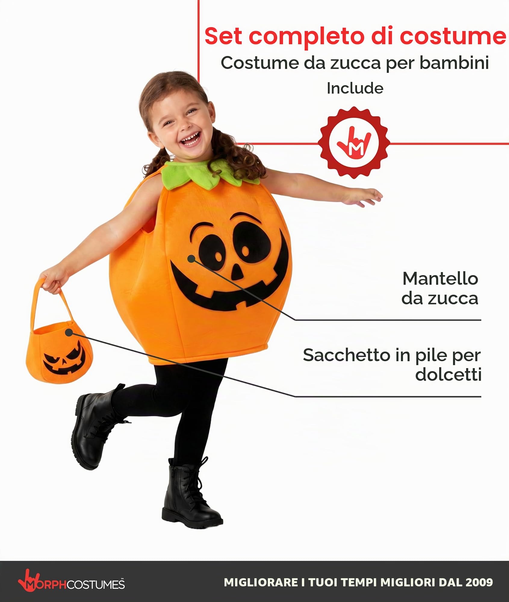 Morph Costume Zucca Bambino, Costume Zucca Halloween Bambino