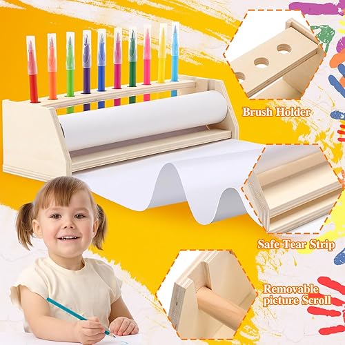 Miniatura 4 de Menkxi Dispensador de rollos de papel de mesa de madera, sin papel, tamaño adecuado para rollos de papel de 11.8 pulgadas de ancho, dispensador de