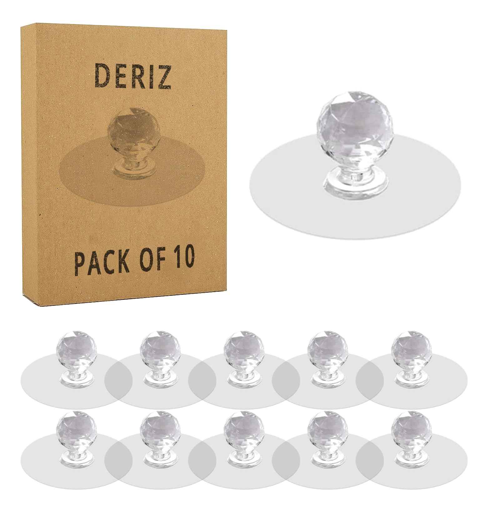 10Pcs Clear Self Adhesive Cabinet Drawer Knobs Diamond Shaped Pulls Handles for Wardrobe Cupboard Bathroom Door Waterproof Transparent Wall Hooks Kitchen Accessories Items Hanging Hook (Pack of 10)-image-25