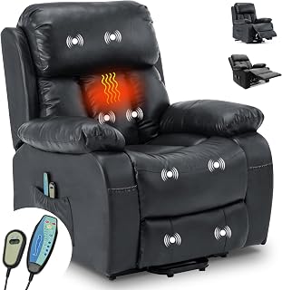 Leather Recliner Armchair, Electric Auto Recliner Massage Sofa Chair, Upto 180kg Weight Capacity, Single Motor Auto Recliner Chair With Side Pocket for Lounge, Home, Living Room (Black)
