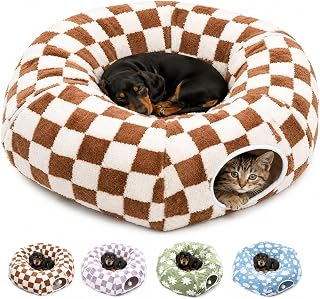 Dachshund Tunnel Bed, Foldable Tunnel Bed for Dogs Cats (Brown)