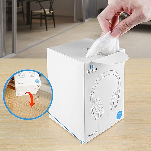 Miniatura 4 de Geekria 100 pares de fundas desechables para auriculares de resonancia magnética con caja dispensadora, almohadillas sanitarias elásticas, cojines