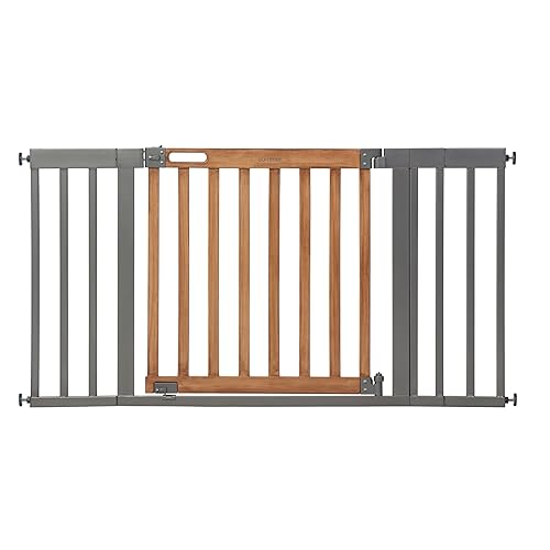 Summer West End - Puerta de seguridad para bebés, madera teñida de roble miel con marco de metal pizarra, 30 pulgadas de alto, se adapta a aberturas