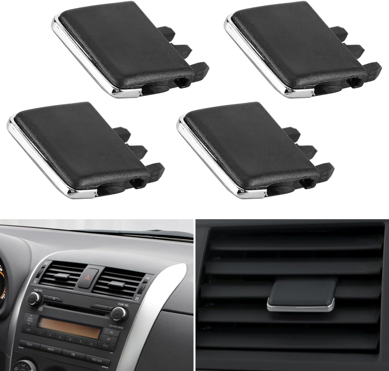 Car A/C Air Conditioning Vent Outlet Tab Clip,4PCS Air Conditioning Vent Replacement Tab Repair Kit Air Vent Tab Clip Fit for Toyota for Corolla,Black