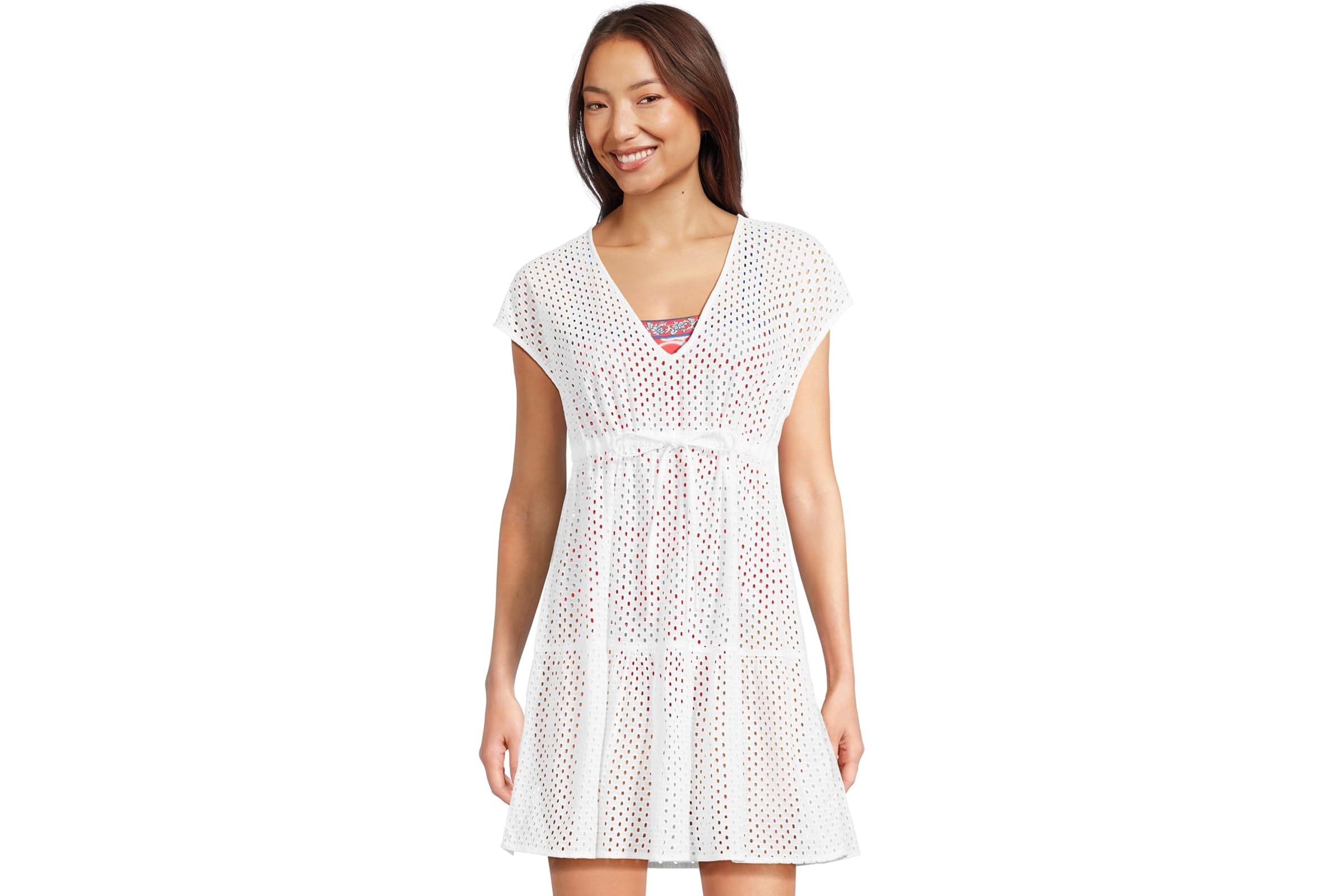 Tommy Bahama Eyelet Cove V-Neck Short Dress