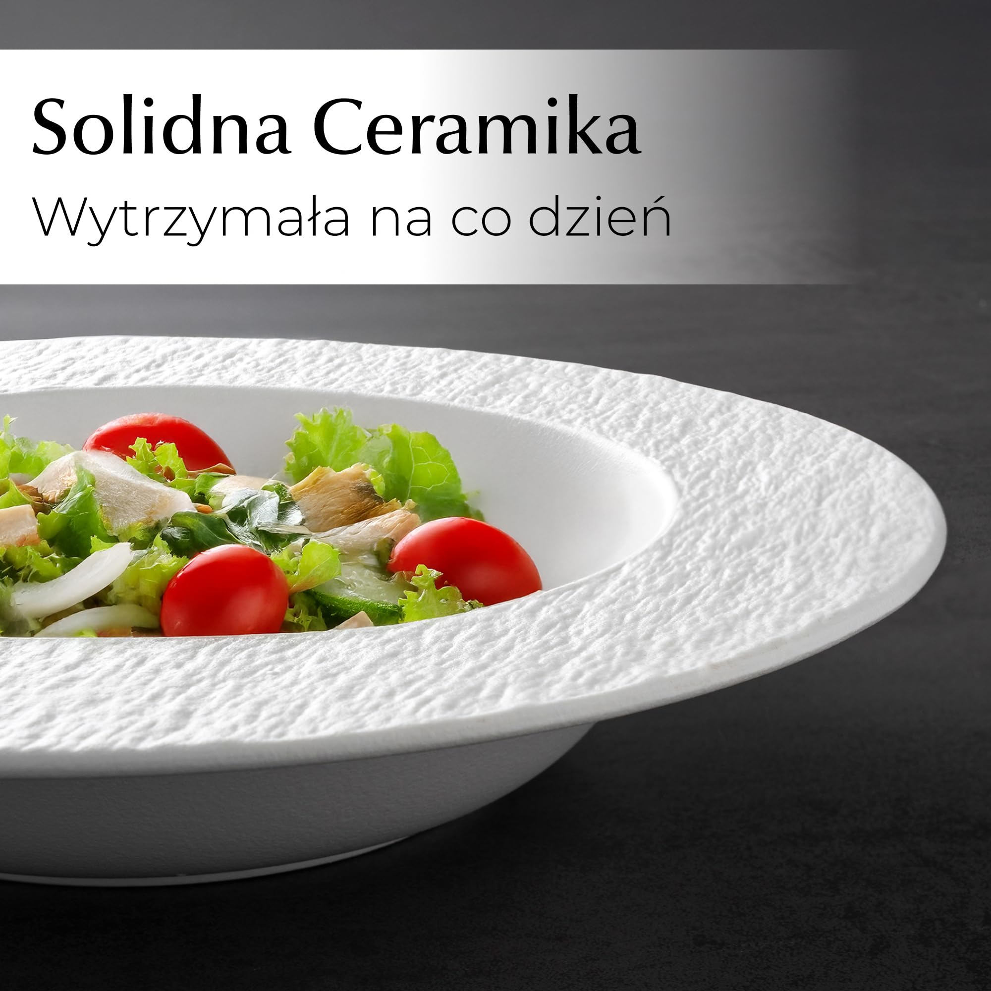 MIAMIO – 16-częściowy zestaw naczyń/nowoczesne naczynia ceramiczne/naczynia do jedzenia/zestaw dla 4 osób – kolekcja Oasis (biały, 20 x)