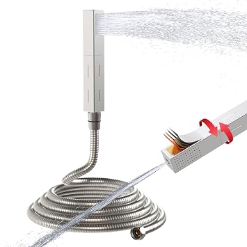 All Metal Multi-function Hand Held Shower with Hose, Brass Heavy-duty Durable Handheld with 59" Stainless Steel Hose Hand Spray Set, Brushed Nickel