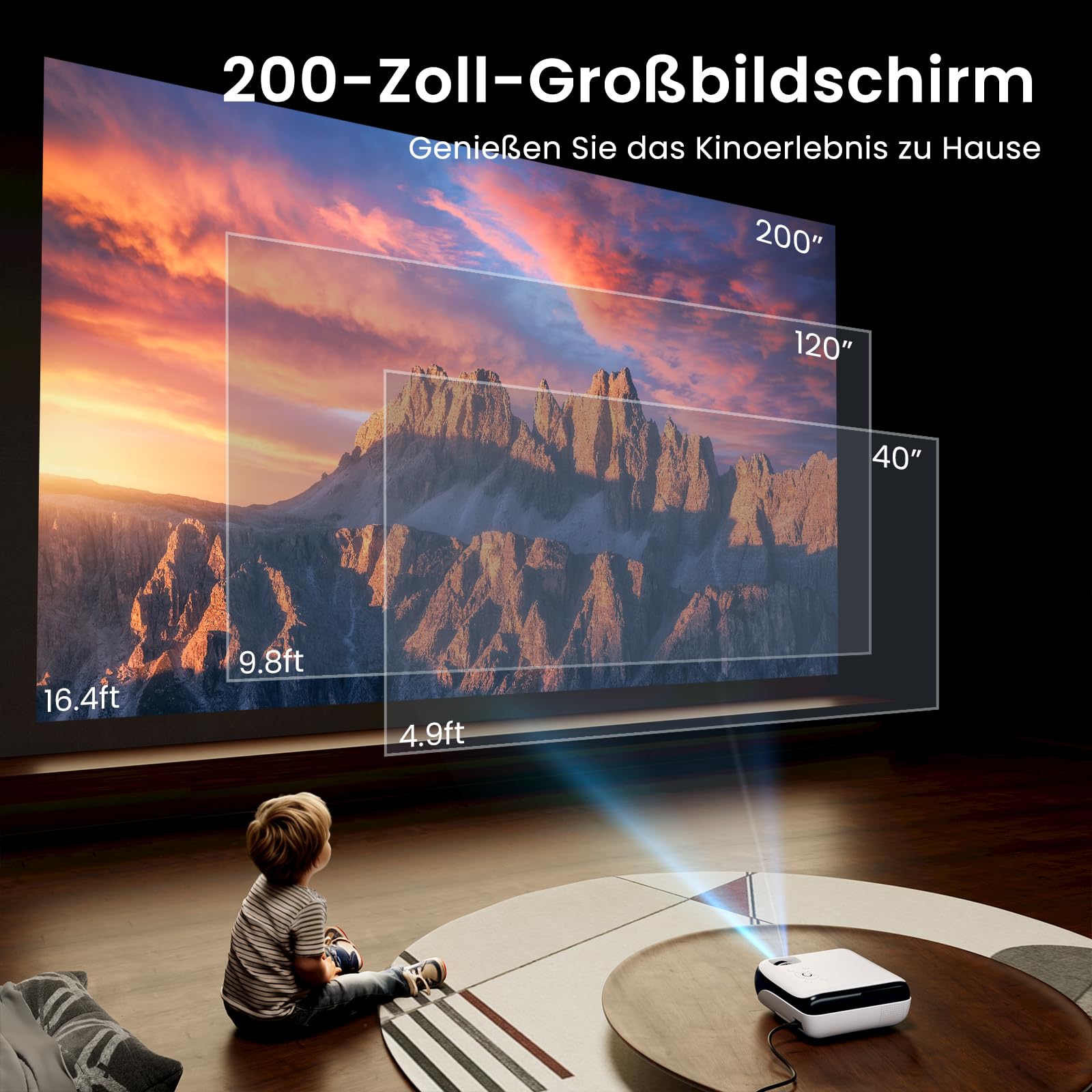 HAPPRUN Native 1080P Beamer mit Bluetooth 5.1 & Hi‑Fi Stereo