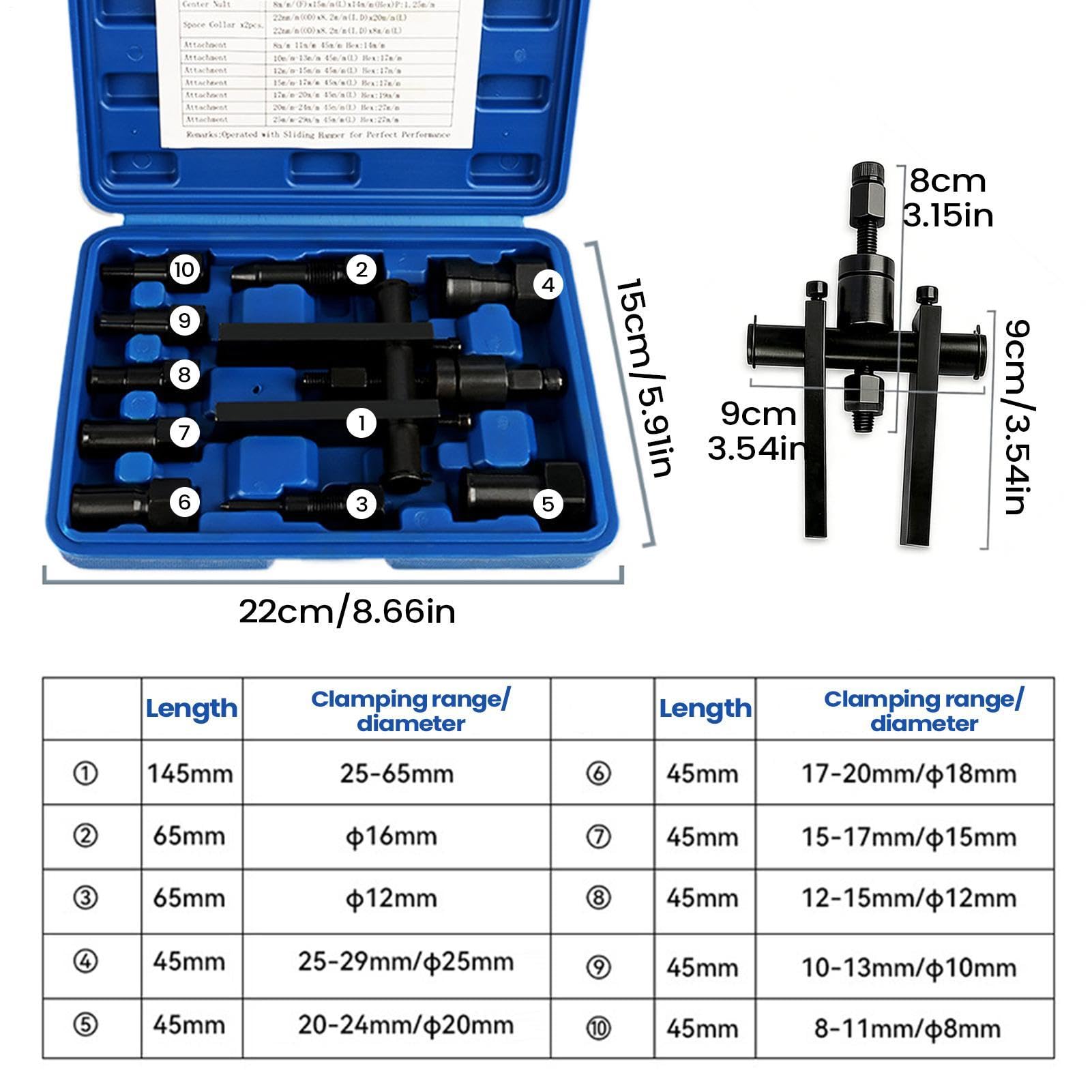 Set Estrattore Cuscinetti Moto Presa Antiscivolo per Uso Pesante | Kit Estrattore Cuscinetti Ruota Moto per Meccanici, Appassionati e Officine Domestiche