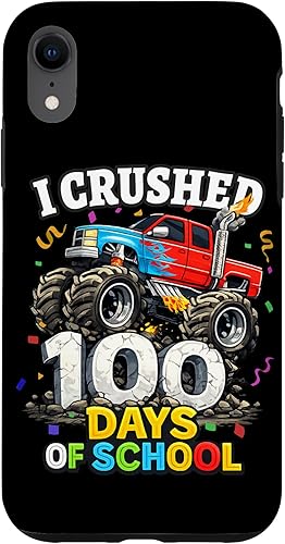 I Crushed 100 Days of School - Monster Truck 100th Day Boys Case for iPhone XR