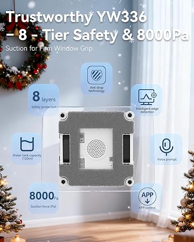 Miniatura 3 de Robot de limpieza de ventanas, limpiador automático de ventanas de 8000 Pa con planificación inteligente de caminos, anticaídas de 15 etapas para