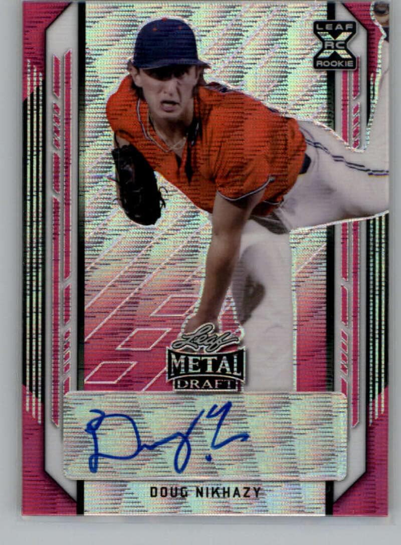 2021 Leaf Metal Draft Autograph Pink Wave Baseball Card #BA-DN1 Doug Nikhazy Auto Autograph PR 10