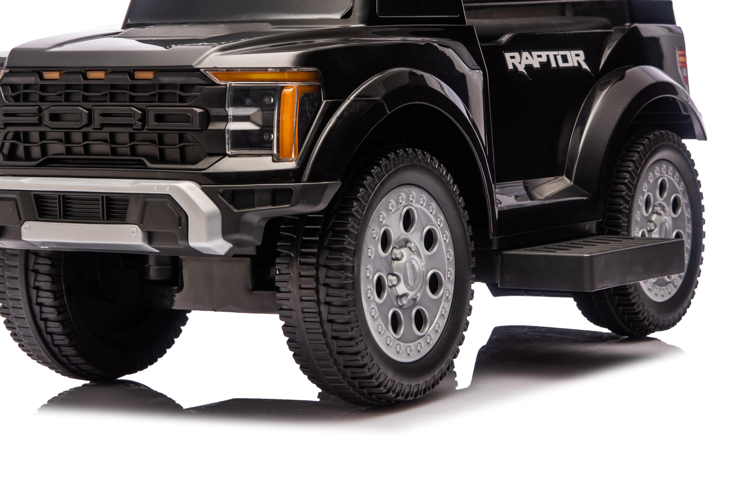 sun baby Jeździk z pchaczem dla dzieci od 12 miesięcy – Ford Raptor – duże koła terenowe, światła LED, siedzisko z oparciem i schowkiem, do 25 kg, czarny