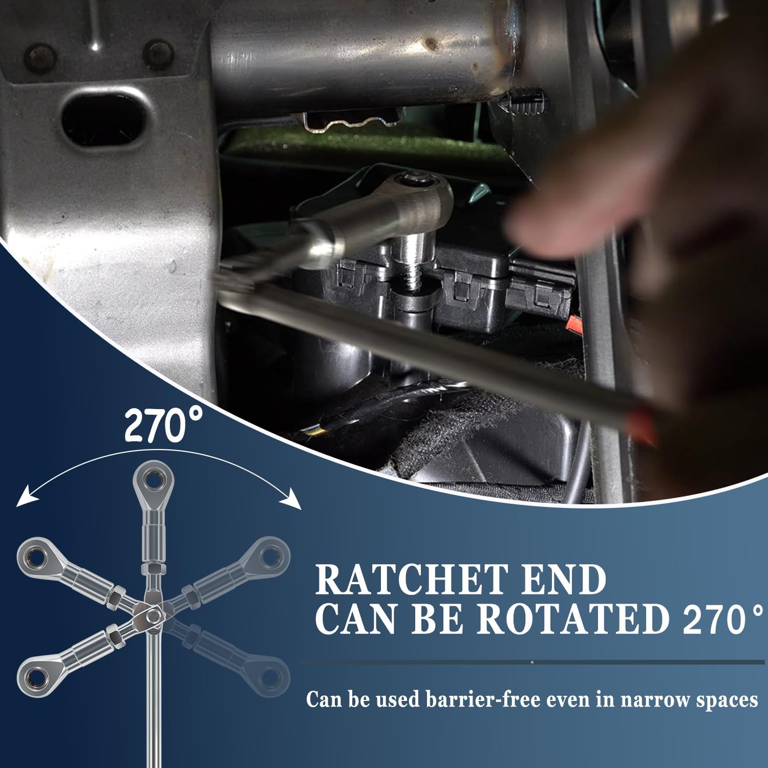 64180 Actuator Motor Wrench Set includes 5.5 mm, 7 mm, and 8 mm sockets, as well as a 1/4-inch square head drive adapter for replacing fasteners on small HVAC motors, for a total of 5 Pieces