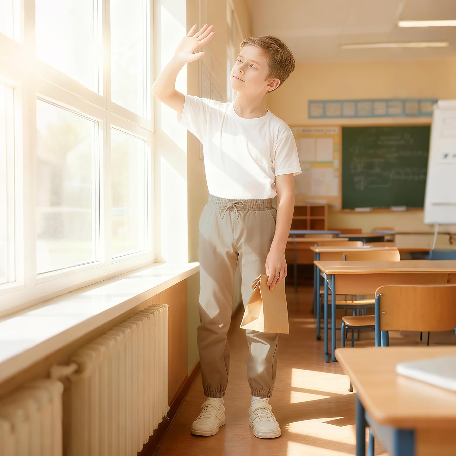 QBK School Uniform Joggers for Boys and Girls - Kids Elastic Waist Dress Pants for Toddler to Youth - Image 5