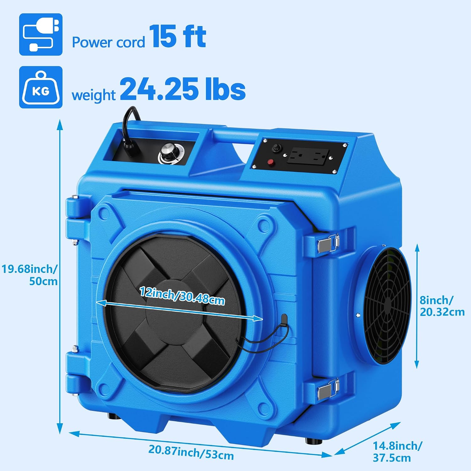 Air Scrubber with 3 Stage Filtration, 550CFM HEPA Air Scrubber Commercial Industrial Grade, Heavy Duty Air Cleaner with MERV-10 Filter, HEPA/Activated Carbon Filter