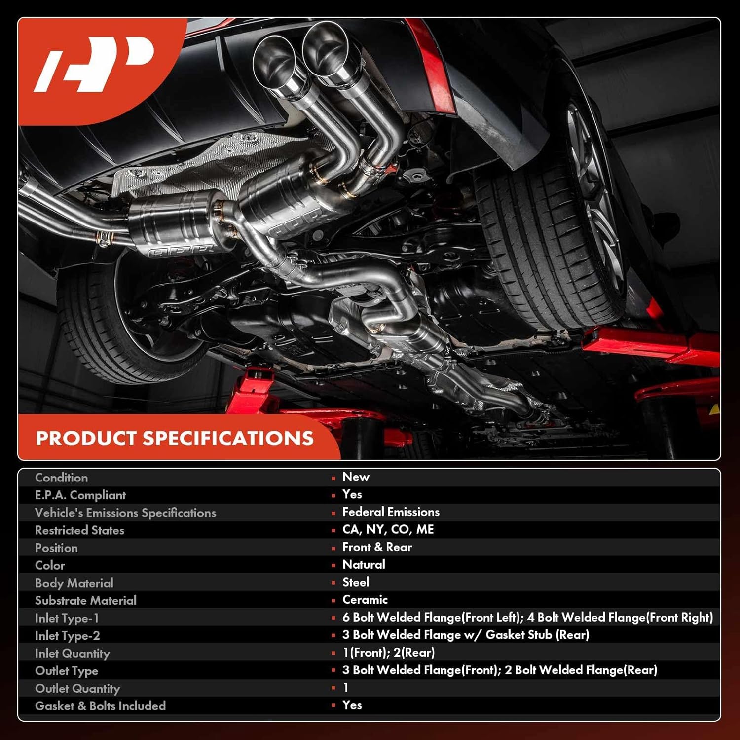 A-Premium 3-PC Front and Rear Catalytic Converter Direct-Fit Compatible with Nissan Murano 2009-2017, 3.5L, EPA Compliant