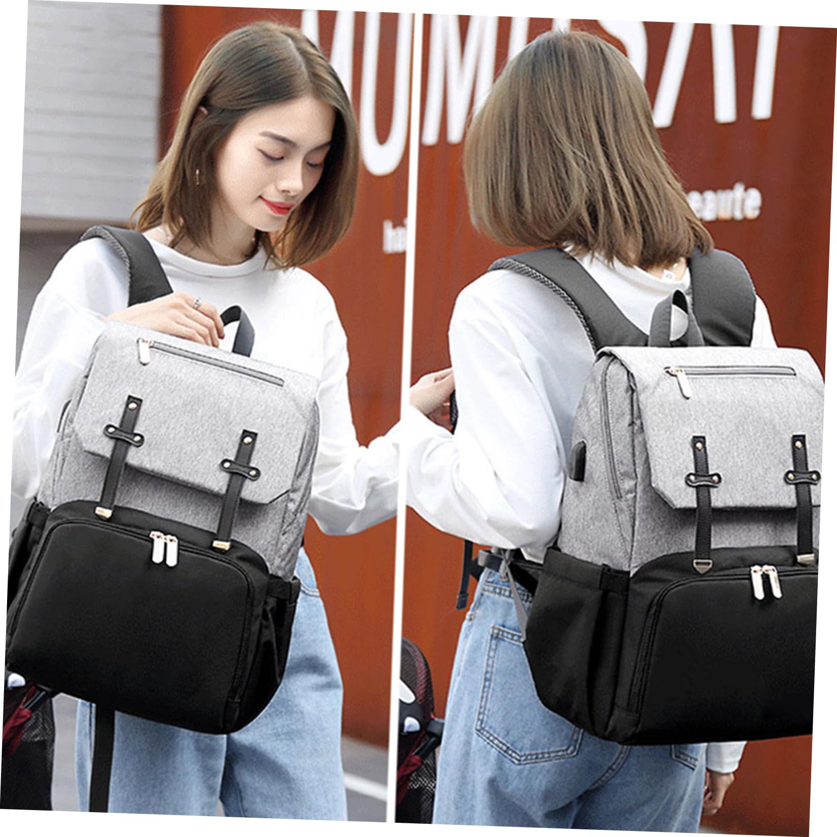 Multifunktionaler Outdoor Rucksack für Mütter mit Großer Kapazität aus Oxford Stoff Doppelte Schultertasche zum Reisen und Einkaufen
