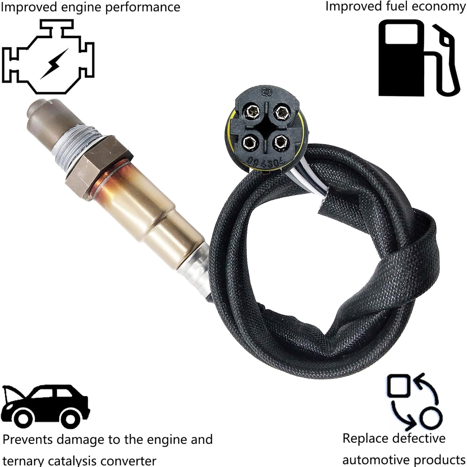 Dropwater Downstream Oxygen Sensor Compatible with Bmw 2006 330I 335I 528I 535I 550I 650I 750I 4.4L Cylinder 1,2,3 234-4876 Downstream O2 Sensor