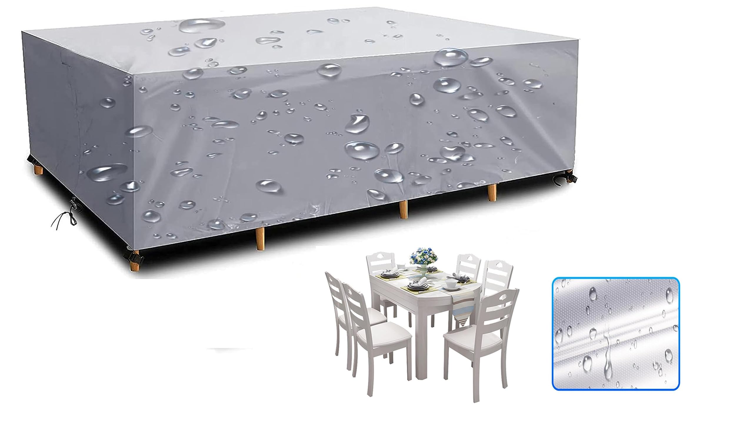 Guying Art Silver Large Garden Rattan Sofa Furniture Cover Waterproof, Windproof, （180X90x70cm） 600D Oxford Fabric For Outside Chairs Sofa Storage Rectangular